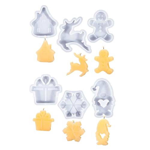 6 x Silikonformen aus der Weihnachtsserie, Schneeflockenformen, Gipsformen, Epoxidharz, Weihnachtsmann für die Herstellung von Weihnachtsserie, Silikongips, Ornament, Weihnachtsmann von LAIOUSN