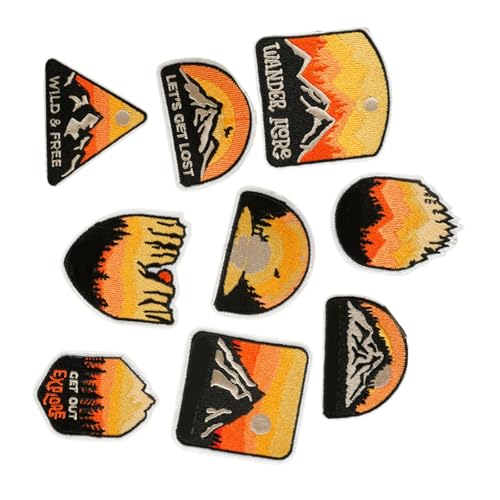 9 Stück bestickte Berg-Patches, Thermoklebe-Flicken, Nähapplikationen für Kleidung und Accessoires, Haltbarkeit, Kleidungsaufkleber von LAIOUSN