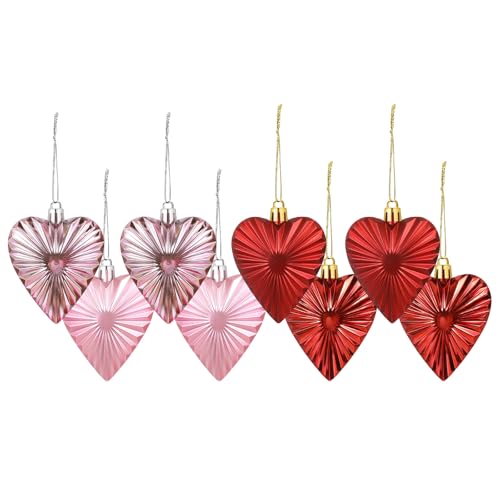 Bunte Herz-Ornamente mit glitzerndem Design, Valentinstag, hängende Heimdekoration, Herzgirlanden, 8 Stück von LAIOUSN