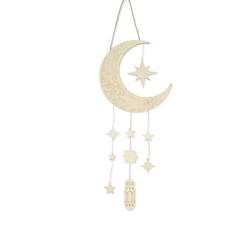 Dekoratives Ramadan-Feierzubehör, Monde und Stern, Holz, hängende Dekoration für Zuhause, kulturelle Veranstaltung, Ornament, Stern- und Mondthema von LAIOUSN