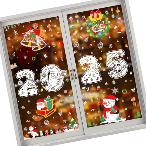 Fensterdekoration mit Weihnachtsmotiv 2025, statische Haftung, stilvoller Glasaufkleber, einfach zu bedienen, Aufkleber für Festival-Dekoration, abnehmbare Fensterfolien von LAIOUSN