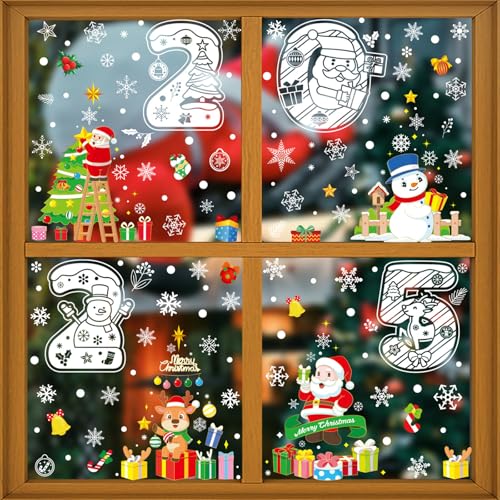 Fensterdekoration mit Weihnachtsmotiv 2025, statische Haftung, stilvoller Glasaufkleber, einfach zu bedienen, Aufkleber für Festival-Dekoration, abnehmbare Fensterfolien von LAIOUSN