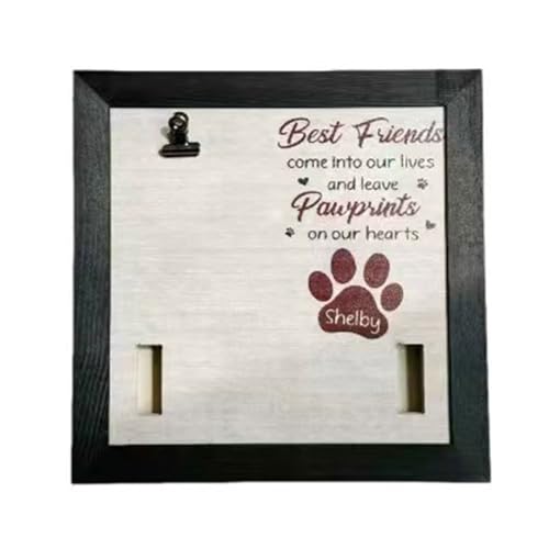 Gedenk-Bilderrahmen für Haustiere, 22,9 x 22,9 cm, Holz, für den Verlust von Hunden und Katzen, Beileidsgeschenk, Hundehalsband, Souvenir, Fotoschild, Haustierhalsbandhalter von LAIOUSN