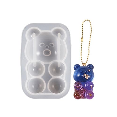 Halbdimensionale Bär-Silikonform, Kristallharz, Epoxidharz, Schmuck, Anhänger, Dekoration, Schlüsselanhänger, Anhänger von LAIOUSN