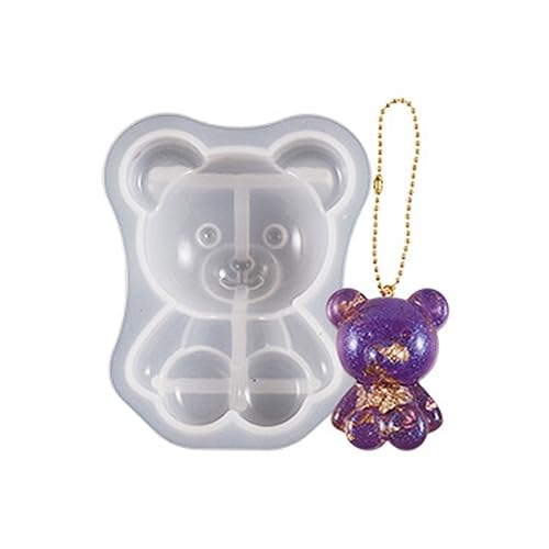 Halbdimensionale Bär-Silikonform, Kristallharz, Epoxidharz, Schmuck, Anhänger, Dekoration, Schlüsselanhänger, Anhänger von LAIOUSN