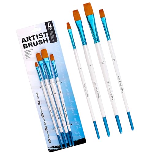 Künstlerpinsel, Nylon-Pinsel für Kinder, Erwachsene, Aquarell, Gouache, Öl, Acryl, Malerei, Gesicht und Körper, professionelle Pinsel, 4 Stück Künstlerpinsel, Nylon-Pinsel für Kinder, Erwachsene, Aquarell, Gouache, Öl, Acryl, Malerei, Gesicht und Körper, professionelle Pinsel, 4 Stück von LAIOUSN