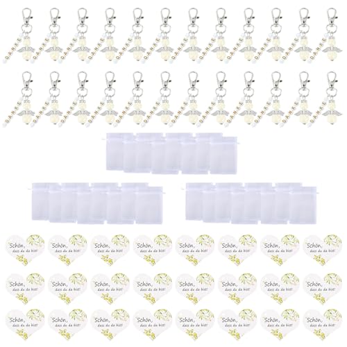 LAIOUSN 25-teiliges elegantes Flügel-Schlüsselanhänger-Set mit Organza-Beuteln und Dankeskarten für Partyzubehör, Babypartys, Schlüsselanhänger aus Legierung LAIOUSN 25-teiliges elegantes Flügel-Schlüsselanhänger-Set mit Organza-Beuteln und Dankeskarten für Partyzubehör, Babypartys, Schlüsselanhänger aus Legierung von LAIOUSN