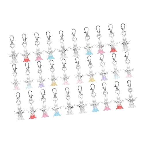 LAIOUSN 30 Stück Segen-Schlüsselanhänger-Halter, Perlen, Flügel-Anhänger, Schlüsselanhänger für Gast, Babyparty, Hochzeit, Party, Giveaway, zufällige Farbe von LAIOUSN