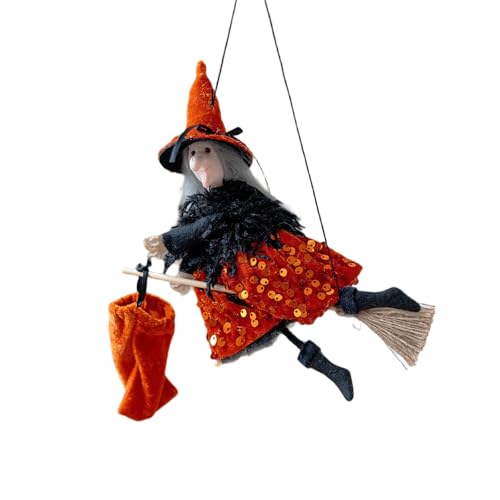 LAIOUSN Benutzerfreundliches Flanell-Hexenhut und Besen-Dekor-Set für Halloween-Partys in grünem Grundstückskostüm von LAIOUSN