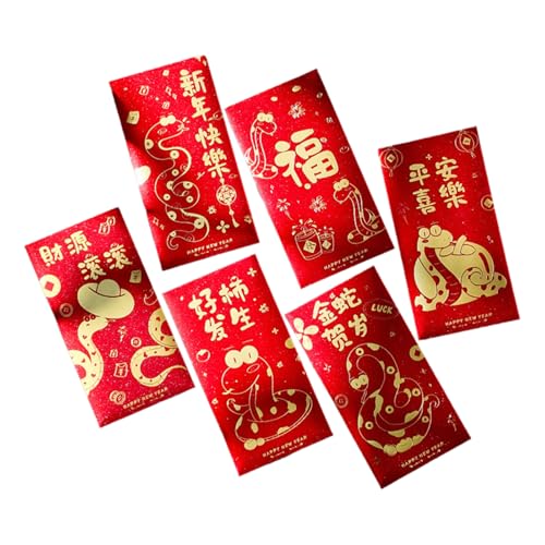 LAIOUSN Briefumschläge für Neujahrsrötungen, Goldfolie, Schlangenjahr, multifunktional, chinesische Tierkreiszeichen, Geld, Papiertüte, Papiertüte, Rötungen, Umschläge, 6 Stück LAIOUSN Briefumschläge für Neujahrsrötungen, Goldfolie, Schlangenjahr, multifunktional, chinesische Tierkreiszeichen, Geld, Papiertüte, Papiertüte, Rötungen, Umschläge, 6 Stück von LAIOUSN
