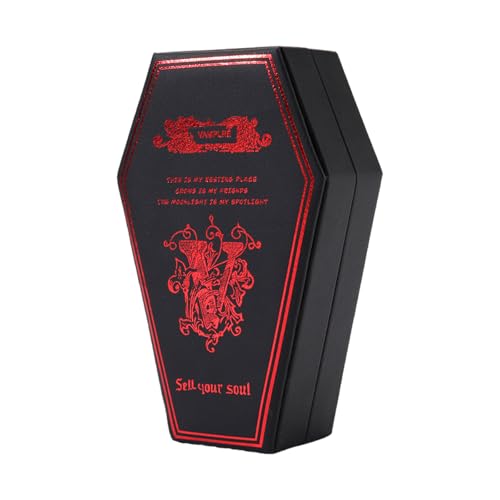 LAIOUSN Schmuck-Aufbewahrungsbox mit einzigartigem Sarg-Design, weiches Polyurethan, schreckliche Dekorationen, perfekt für Ringe, Halsketten und Accessoires, Halloween-Schmuckschatulle für Gothics von LAIOUSN