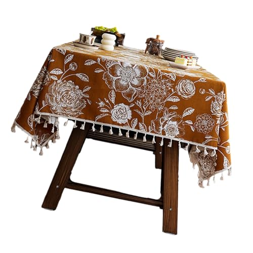 LAIOUSN Stilvolle Tischdecke mit Blumendruck, wasserabweisend, Polyester, für drinnen und draußen, Heimdekoration, Esstischdecke von LAIOUSN