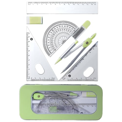 Mathematik-Set für Mathematik, Geometrie, Mathematik, Set mit Metallwerkzeug, quadratischer Radiergummi, Winkelmesser, Etui, Kunstbedarf, 7-teilig Mathematik-Set für Mathematik, Geometrie, Mathematik, Set mit Metallwerkzeug, quadratischer Radiergummi, Winkelmesser, Etui, Kunstbedarf, 7-teilig von LAIOUSN