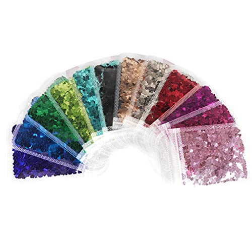 PET-Flocken, Herz-Kristall-Pailletten, Epoxidharz, Formfüller, Kunstdekorationen, 12 Farben von LAIOUSN