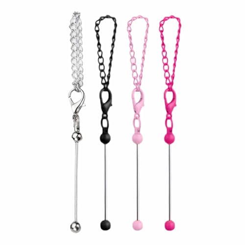 Perlen-Schlüsselanhänger mit Kette und Karabinerhaken, Dekoration, Zubehör für Schmuckherstellung, Schlüsselanhängerherstellung, 4 Stück Perlen-Schlüsselanhänger mit Kette und Karabinerhaken, Dekoration, Zubehör für Schmuckherstellung, Schlüsselanhängerherstellung, 4 Stück von LAIOUSN