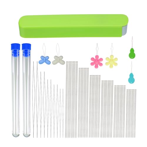Perlennadel-Set mit langem geraden und großem Öhr, inkl. Nadel, Flascheneinfädler, Fingerhut, Pinzette, bunte Perlensortiment Perlennadel-Set mit langem geraden und großem Öhr, inkl. Nadel, Flascheneinfädler, Fingerhut, Pinzette, bunte Perlensortiment von LAIOUSN