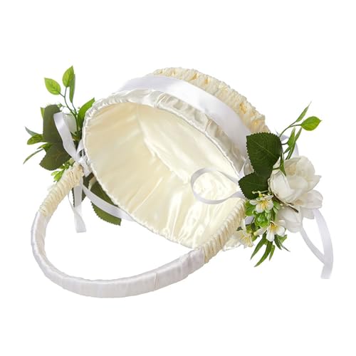 Rattan-Blumenkörbe, klein, halbmondförmig, Rattankörbe mit Griff und Futter, für Hochzeits- und Heimdekorationen, Heimdekorationskorb von LAIOUSN