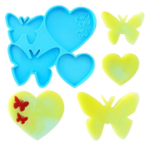 Vielseitiges Epoxidharz-Formen-Set, einzigartige Ohrringform, Herz-, Schmetterlings-Form, Silikonformen, Schmuckherstellungswerkzeug von LAIOUSN