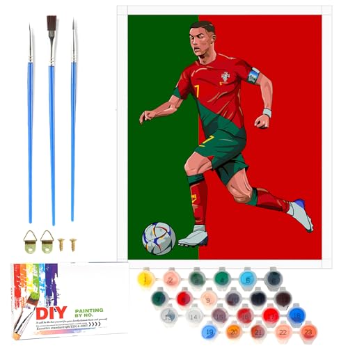 LAISU Fussball Malen Nach Zahlen für Kinder, Junior und Erwachsene Anfänger, CR7 Fußball Painting Bastelset mit Leinwand Pinseln Acrylfarben, 40x50cm Große DIY Gemälde für Jungen Mädchen ab 6 Jahre LAISU Fussball Malen Nach Zahlen für Kinder, Junior und Erwachsene Anfänger, CR7 Fußball Painting Bastelset mit Leinwand Pinseln Acrylfarben, 40x50cm Große DIY Gemälde für Jungen Mädchen ab 6 Jahre von LAISU