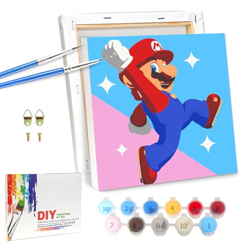 LAISU Malen Nach Zahlen mit Rahmen Leinwand Pinseln Acrylfarben für Kinder Junior und Erwachsene Anfänger, 20x20cm Kleine DIY Cartoon Super Bros Painting Basteln Set für Jungen Mädchen ab 6 Jahre LAISU Malen Nach Zahlen mit Rahmen Leinwand Pinseln Acrylfarben für Kinder Junior und Erwachsene Anfänger, 20x20cm Kleine DIY Cartoon Super Bros Painting Basteln Set für Jungen Mädchen ab 6 Jahre von LAISU