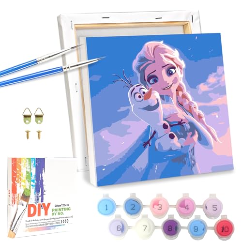 LAISU Eiskönigin Malen Nach Zahlen mit Rahmen Leinwand Pinseln Acrylfarben für Kinder, Junior und Erwachsene Anfänger, 20x20cm Kleine DIY Cartoon Prinzessin Gemälde Bastelset für Mädchen ab 6 Jahre LAISU Eiskönigin Malen Nach Zahlen mit Rahmen Leinwand Pinseln Acrylfarben für Kinder, Junior und Erwachsene Anfänger, 20x20cm Kleine DIY Cartoon Prinzessin Gemälde Bastelset für Mädchen ab 6 Jahre von LAISU