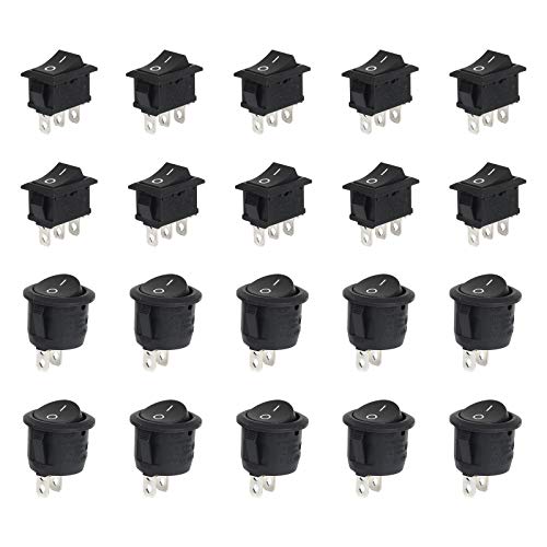 LAITER 20 Stück I/O Kippschalter Wippschalter Rund Schalter 3 Pin 2 Position AC 6A / 250V, 10A / 125V Zwei Arten Ein-/Ausschalter Boat Rocker Switch für Auto Boot Haushaltsgeräte LAITER 20 Stück I/O Kippschalter Wippschalter Rund Schalter 3 Pin 2 Position AC 6A / 250V, 10A / 125V Zwei Arten Ein-/Ausschalter Boat Rocker Switch für Auto Boot Haushaltsgeräte von LAITER