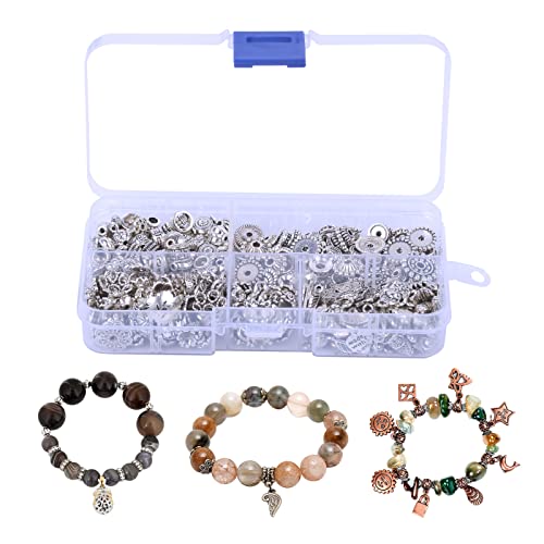 LAITER 420 Stück Zwischenperlen Metallperlen Set zum Basteln Perlenkappen Spacer Perlen mit Loch zum Auffädeln Schmuckzubehör für Armbänder Mädchen Geshencke Kinder 6-12 Jahre Silber LAITER 420 Stück Zwischenperlen Metallperlen Set zum Basteln Perlenkappen Spacer Perlen mit Loch zum Auffädeln Schmuckzubehör für Armbänder Mädchen Geshencke Kinder 6-12 Jahre Silber von LAITER