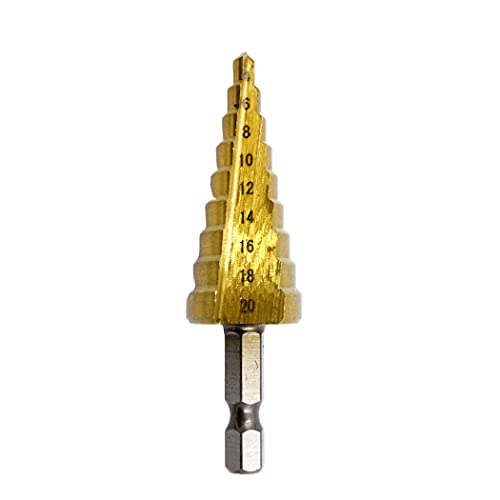 Stufenbohrer Reibahle Trapezbohrer LAIWEI Pagodenbohrer Maisbohrer HSS-Bohrer Sechskantschaftbohrer (4-20mm, Gold) von Laiwei