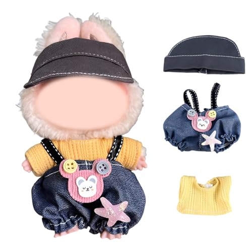 3 STK Kleidung für La bubu,Inklusive T-Shirt, Latzhose, Hut - Handgewebte für 17 cm Puppen, Labub-Liebhaber für original DIY Lajup Kinder Geschenke 3 STK Kleidung für La bubu,Inklusive T-Shirt, Latzhose, Hut - Handgewebte für 17 cm Puppen, Labub-Liebhaber für original DIY Lajup Kinder Geschenke von LAJUP