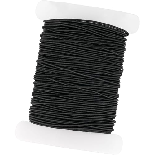 LAJUP 1 Stück Gummiband Für Armbänder, Gummischnur 1 Mm X 20 M, Gummikordel, Perlenschnur Elastische Faden Für DIY Handwerk Schmuckherstellung Halsketten(Schwarz) von LAJUP
