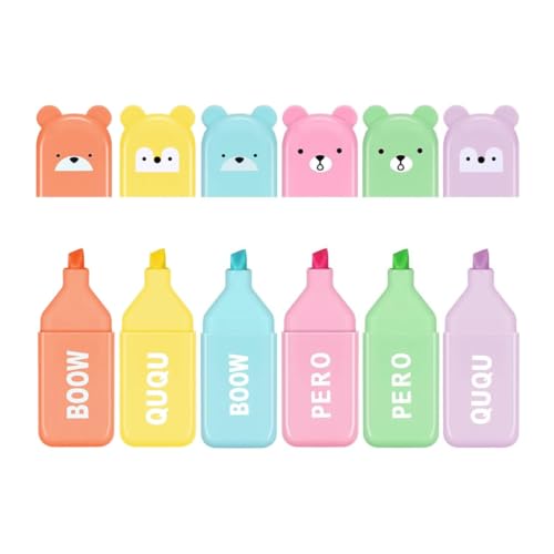 LAJUP 6 Stück Mini Textmarker, Cartoon Bär Lustige Textmarker, Highlighter Pen Marker Pastell Textmarker, Aesthetic Marker Stifte Textmarker Set Für Kinder Erwachsene Zeichnung Oder Hervorheben LAJUP 6 Stück Mini Textmarker, Cartoon Bär Lustige Textmarker, Highlighter Pen Marker Pastell Textmarker, Aesthetic Marker Stifte Textmarker Set Für Kinder Erwachsene Zeichnung Oder Hervorheben von LAJUP
