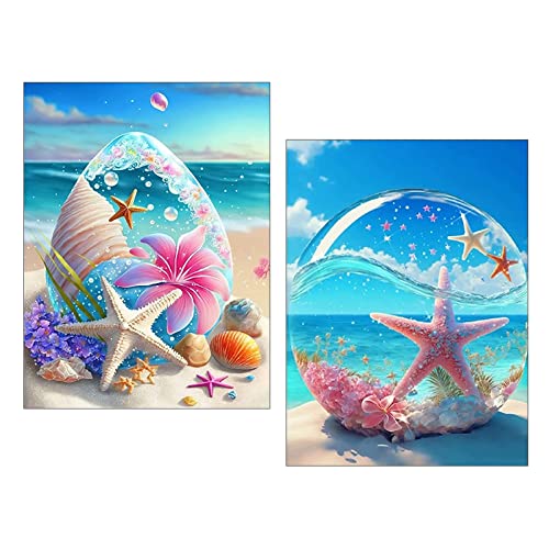 LAKSOL Diamond Painting Set, 2 Stück Diamant Painting Bilder Strand Landschaft mit Diamond Painting Zubehör für Schlafzimmer Wohnzimmer Büro (30 x 40 cm) von LAKSOL