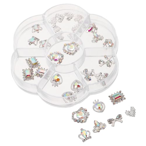 LALADEFIEE 1 Box Nagelkunst Zubehör Nagel Charms Herz Charms Nägel Herz Strasssteine Nagel Juwelen Für Kunst Nagelschmuck Für Frauen von LALADEFIEE