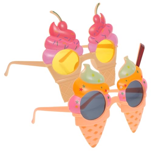 LALADEFIEE 2 Stück Eiscreme Sonnenbrillen Bunte Hawaii Partybrille Lustige Brille Foto Requisite Strandparty Erwachsene Zubehör von LALADEFIEE