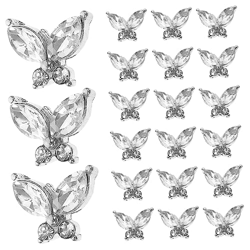 LALADEFIEE 20Stücke Schmetterlings Charm Nail Art Dekorationen für Maniküre Zubehör für DIY Nageldesign und Funkelnde Nägel von LALADEFIEE