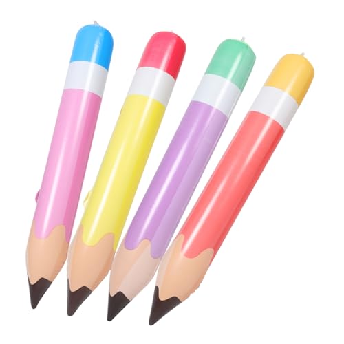 LALADEFIEE 4 Stück Teiliges PVC Aufblasbare Riesen-bleistifte Leichte Schulparty-deko Robuste für Einschulung Klassenzimmer und Abschlussfeier Kreative Lernförderung von LALADEFIEE