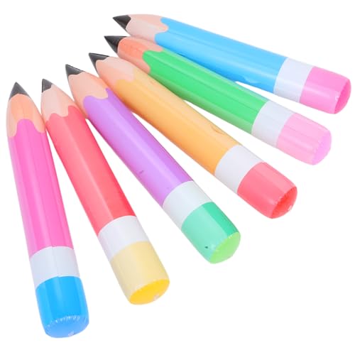 LALADEFIEE 6 Stück Teiliges Aufblasbares PVC Bleistift Große Bunte Schulparty Deko Schnelle Befüllung Wiederverwendbar Vielseitig als und Klassenraum Dekoration für Einschulung Abschlussfeier von LALADEFIEE