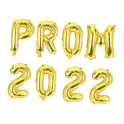 LALADEFIEE 8 Stück Teiliges Graduation Balloon Dekorationsset Prom Design Goldene Folienballons für Abschlussfeier Leichte Reißfeste Aluminiumfolie für Wand und Raumdekoration von LALADEFIEE