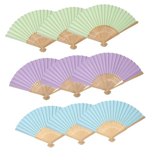 LALADEFIEE 9 Stück Teiliges DIY Faltfächer aus Papier und Leichte Handliche Malfächer für Faltbare Blanko-handventilatoren zum Bemalen und Dekorieren für Bühne Cosplay und von LALADEFIEE