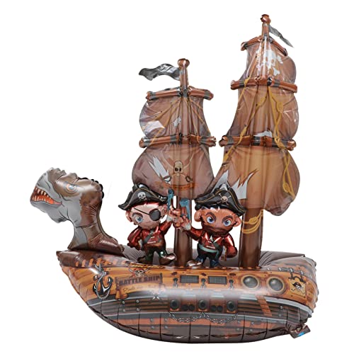 LALADEFIEE Aufblasbarer Piratenschiff-ballon Aus Aluminiumfolie Ballon Für Geburtstagsparty Piraten-thema Party-dekoration Für Jungen von LALADEFIEE
