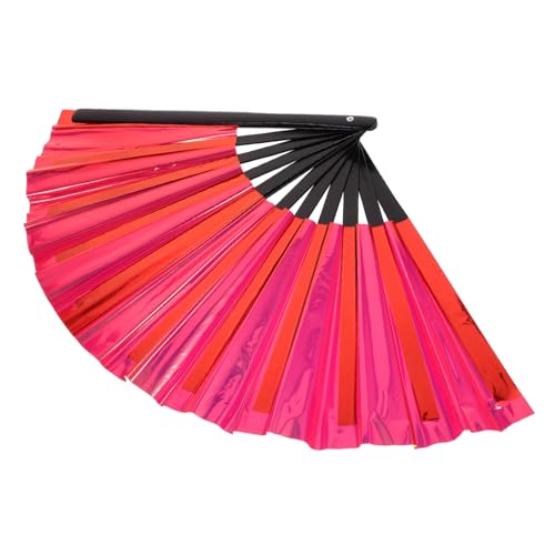 LALADEFIEE Faltbarer Chinesischer Handfächer aus Robustem PVC und Holz Vielseitiger Partyschmuck und Tanzrequisite für Hochzeiten Festivals und Stilvolle Fotorequisiten in Leuchtendem Rot von LALADEFIEE