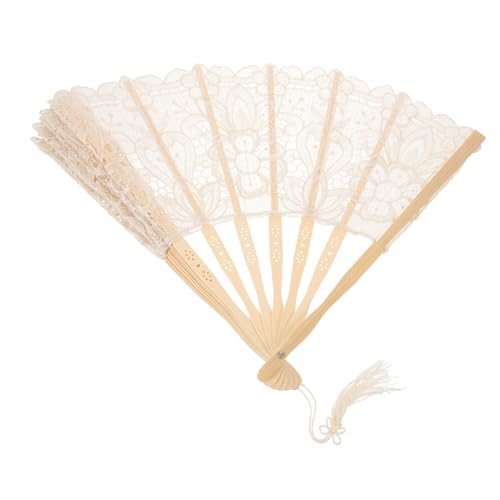 LALADEFIEE Faltbarer Handfächer mit Spitze und Besticktem Eleganter Tanzrequisit Vielseitig als Party Hochzeitsdeko Leichter Tragbarer Fächer für Sommer und Fotografie von LALADEFIEE