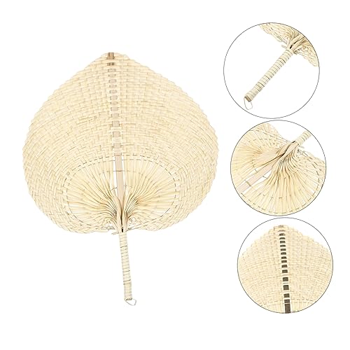 LALADEFIEE Handgefertigter Cattail Leaf Fächer aus Naturstroh Leichte Robuste Webstruktur Umweltfreundlicher Sommer Handfächer für Outdoor und Innendekoration Gelb von LALADEFIEE