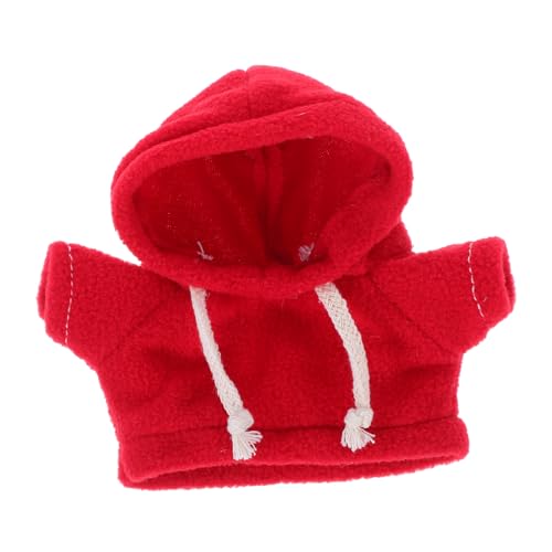 LALADEFIEE Kleine Plüschbär Kleidung Rot Hoodie Weiches Leicht zu Reinigendes Stofftier Kleidungsstück für Kleine Puppen für Kreatives und Realistisches Spielzeugzubehör von LALADEFIEE