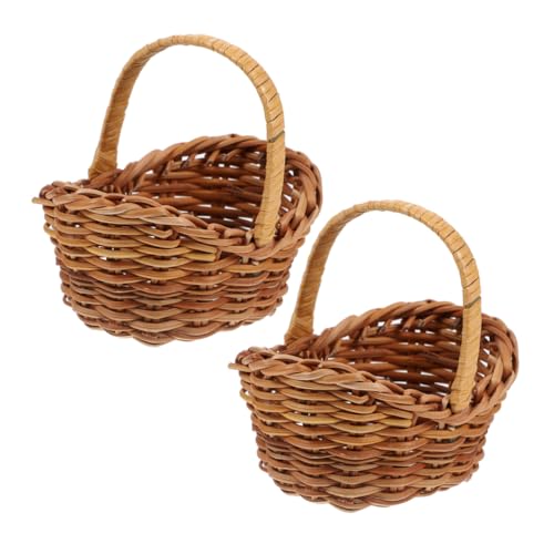 LALADEFIEE Rattan-blumenkorb Miniatur Geflochten Kleiner Korb Für Bastkörbchen Aufbewahrung Winzige Korbe Rustikal von LALADEFIEE