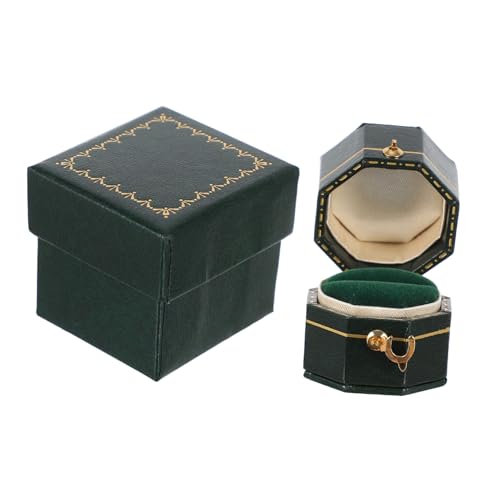 LALADEFIEE Vintage Ringbox Für Hochzeitsringe Dekorative Schmuckaufbewahrung Für Verlobungsringe Schmuckschatulle Achtkantigem Design Elegante Geschenkverpackung Für Besondere von LALADEFIEE
