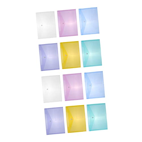 12 Stück Dokumententasche Transparente Datei Organizer mit Knopfverschluss Langlebig und Wasserabweisend für Büro Reisen und Schule Je von LALAFINA
