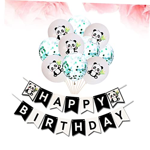 22 Stk Geburtstagsdekoration Panda-Banner Türdekorationen Deckenverkleidung Latexbanner Luftballons Geburtstagsbanner Panda Girlande Pailletten das Banner Konfetti von LALAFINA
