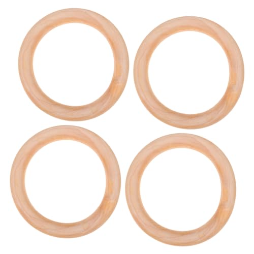 4Stücke Holzringe für DIY Projekte Runde Hängende Kreise Natürliche Holzgriffe für Taschen für Handarbeit und Schmuckgestaltung von LALAFINA