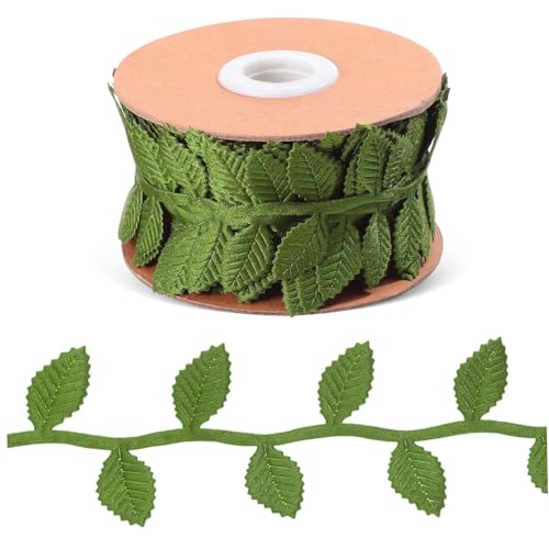 LALAFINA 1 Rolle Grünes Rosenblatt Band Strapazierfähigem Polyester für Diy Blumensträuße Verpackungen und Girlanden Flexibles Design Natürliche Ästhetik für Kreative Bastelprojekte von LALAFINA